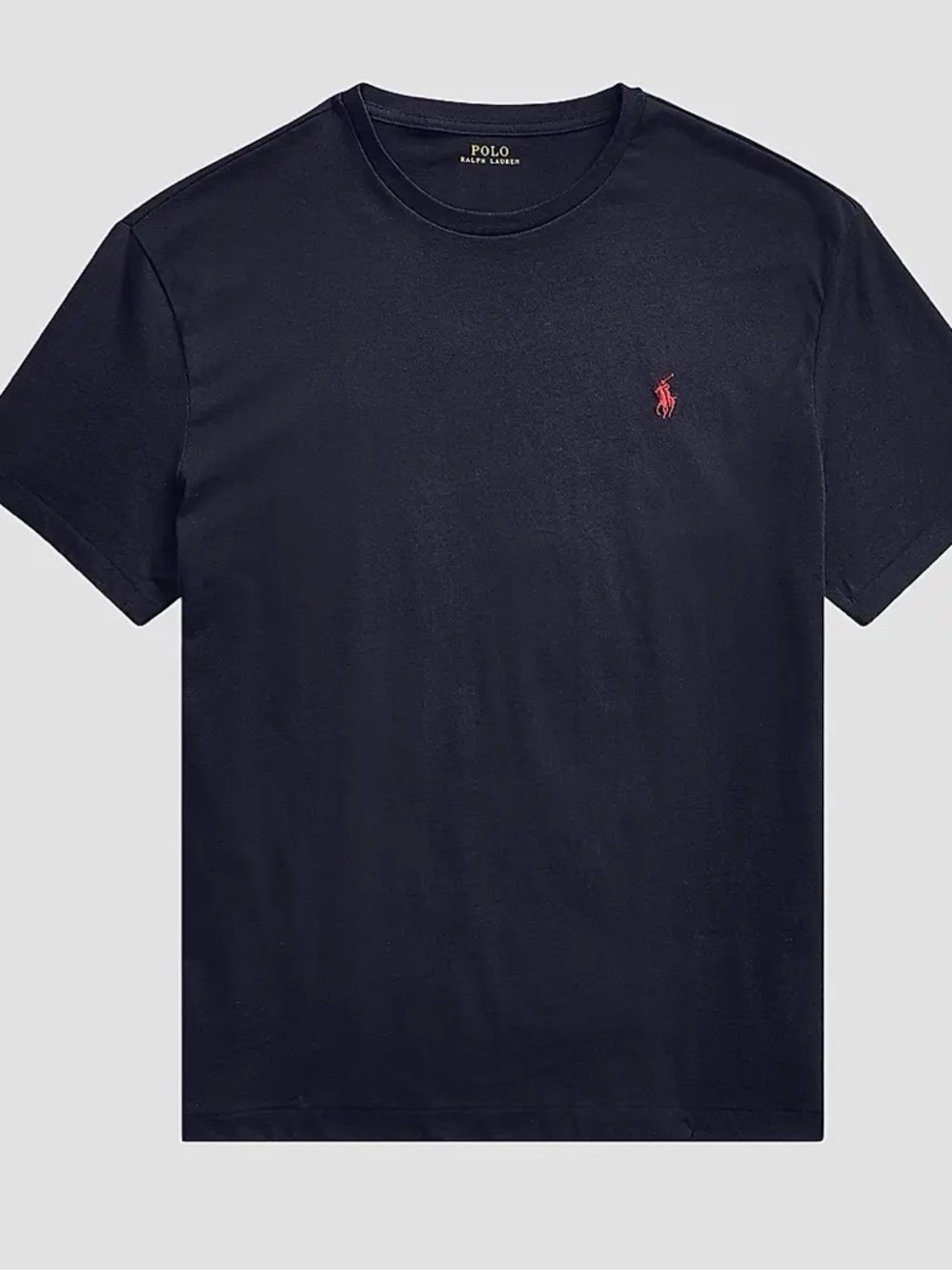 Polo by Ralph Lauren Men’s Navy Crewneck T-Shirt with Red Pony